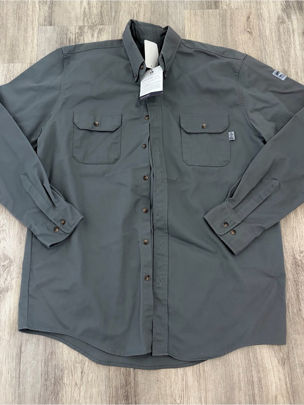 Tyndale FR Flame Resistant Button Work Shirt Mens XL Grey Long Sleeve New